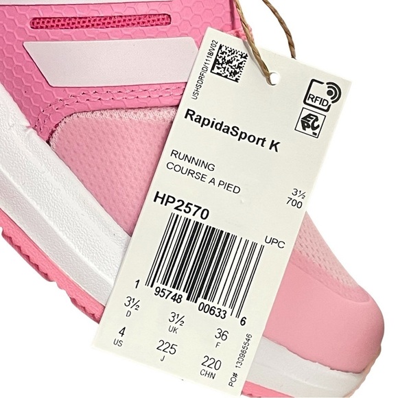 Adidas New Kid Pink Rapida Sport Sneakers Size 4 - Picture 7 of 9